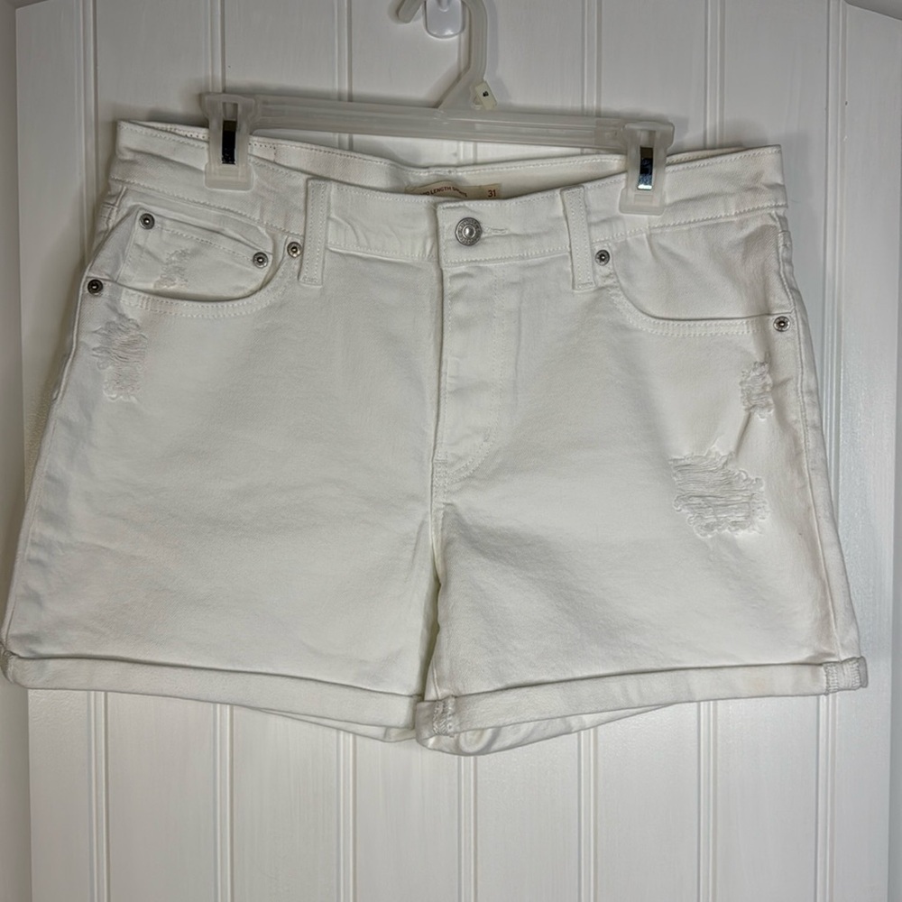 Levi's Mid Rise Mid Length Denim Shorts Women's Size 31 - Picture 3 of 13
